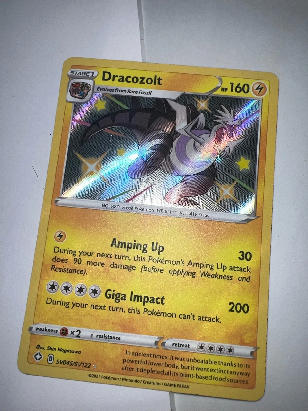 Pokemon Dracozolt Yellow Holofoil Trading Card